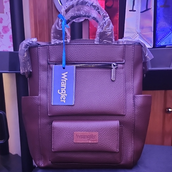 Wrangler Handbags - Wrangler Dark Brown Leather Tote